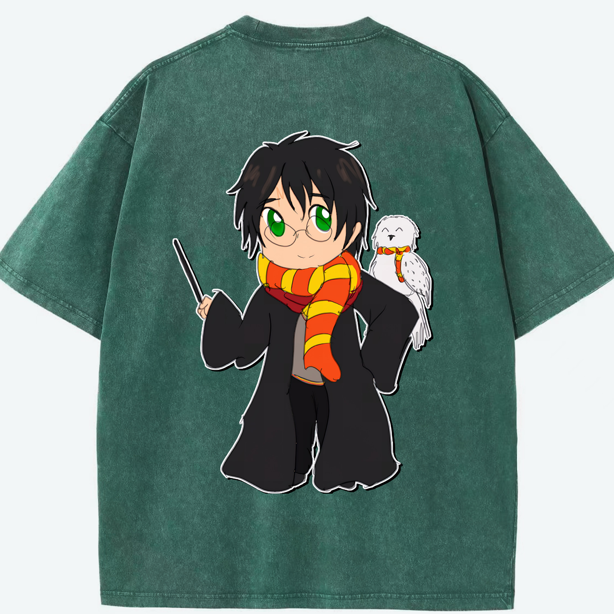 （画像用） Harry Potter ハリー・ポッターシリーズ 綿100% ヴィンテージ風 半袖Tシャツ（背面プリント）